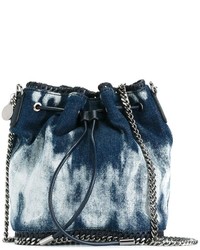 Темно-синяя кожаная сумка-мешок от Stella McCartney