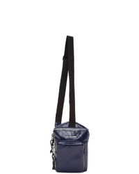 Темно-синяя кожаная сумка на шею