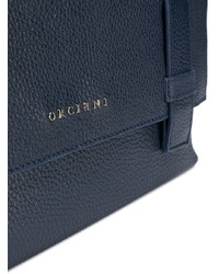 Темно-синяя кожаная сумка почтальона от Orciani