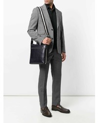 Темно-синяя кожаная сумка почтальона от Bally