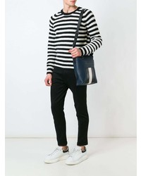 Темно-синяя кожаная сумка почтальона от Bally