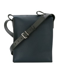 Темно-синяя кожаная сумка почтальона от Bally