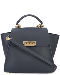 Женская темно-синяя кожаная сумка с принтом от Zac Posen