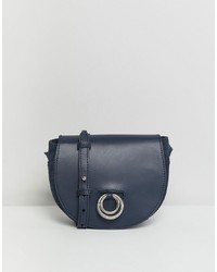 Темно-синяя кожаная сумка-саквояж от ASOS DESIGN