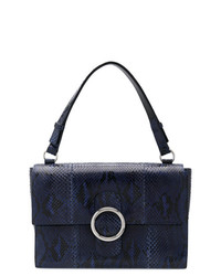 Темно-синяя кожаная сумка-саквояж от Orciani