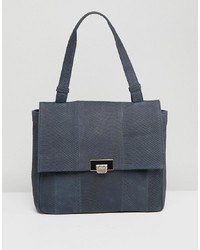 Темно-синяя кожаная сумка-саквояж от Urbancode