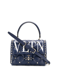 Темно-синяя кожаная сумка-саквояж от Valentino