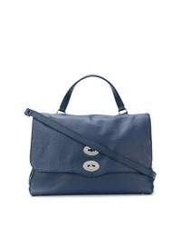 Темно-синяя кожаная сумка-саквояж от Zanellato