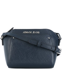 Темно-синяя кожаная сумка через плечо от Armani Jeans
