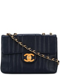 Темно-синяя кожаная сумка через плечо от Chanel