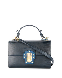 Темно-синяя кожаная сумка через плечо от Dolce & Gabbana