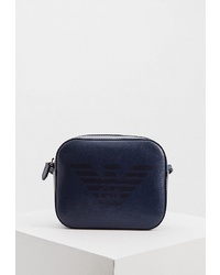 Темно-синяя кожаная сумка через плечо от Emporio Armani