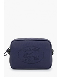 Темно-синяя кожаная сумка через плечо от Lacoste