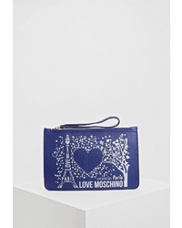 Темно-синяя кожаная сумка через плечо от Love Moschino
