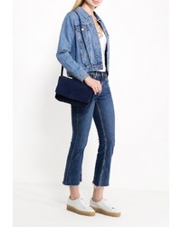 Темно-синяя кожаная сумка через плечо от Mango