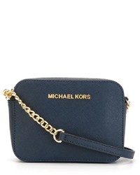 Темно-синяя кожаная сумка через плечо от MICHAEL Michael Kors