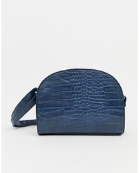 Темно-синяя кожаная сумка через плечо от New Look