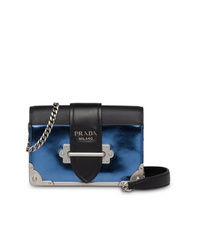 Темно-синяя кожаная сумка через плечо от Prada