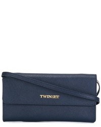 Темно-синяя кожаная сумка через плечо от Twin-Set