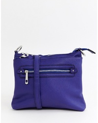 Темно-синяя кожаная сумка через плечо от Yoki Fashion