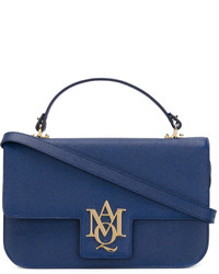 Женская темно-синяя кожаная сумка от Alexander McQueen