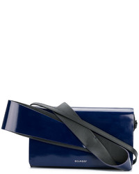 Женская темно-синяя кожаная сумка от DELPOZO
