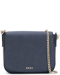 Женская темно-синяя кожаная сумка от DKNY