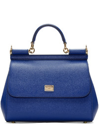 Женская темно-синяя кожаная сумка от Dolce & Gabbana