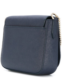 Женская темно-синяя кожаная сумка от DKNY