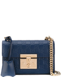 Женская темно-синяя кожаная сумка от Gucci