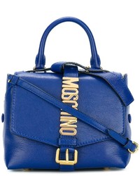 Женская темно-синяя кожаная сумка от Moschino