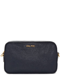Женская темно-синяя кожаная сумка от Miu Miu