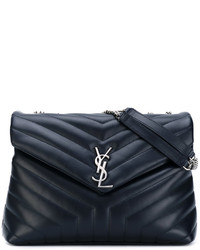 Женская темно-синяя кожаная сумка от Saint Laurent
