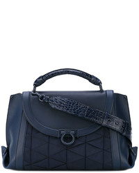 Женская темно-синяя кожаная сумка от Salvatore Ferragamo