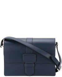 Женская темно-синяя кожаная сумка от Salvatore Ferragamo