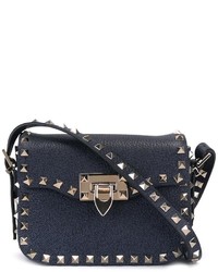 Женская темно-синяя кожаная сумка от Valentino Garavani