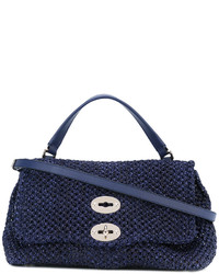 Женская темно-синяя кожаная сумка от Zanellato