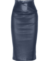 Темно-синяя кожаная юбка-карандаш от Zero Maria Cornejo