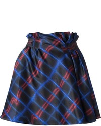 Темно-синяя короткая юбка-солнце в шотландскую клетку от Kenzo