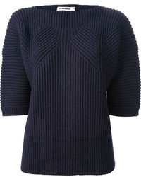 Женская темно-синяя кофта с коротким рукавом от Jil Sander