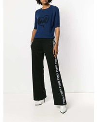 Женская темно-синяя кофта с коротким рукавом от Fendi