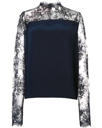 Темно-синяя кружевная блузка от Monique Lhuillier