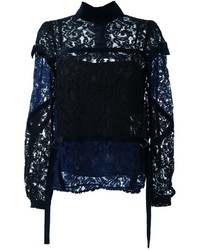 Темно-синяя кружевная блузка от Sacai