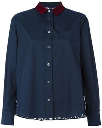 Женская темно-синяя кружевная рубашка от Sacai
