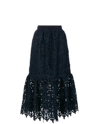 Темно-синяя кружевная юбка-миди от See by Chloe