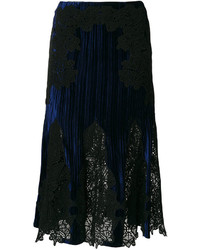 Темно-синяя кружевная юбка со складками от JONATHAN SIMKHAI