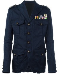 Мужская темно-синяя куртка в стиле милитари от Dsquared2