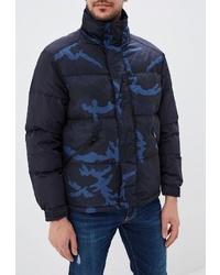 Мужская темно-синяя куртка-пуховик с камуфляжным принтом от Armani Exchange