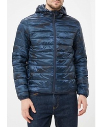 Мужская темно-синяя куртка-пуховик с камуфляжным принтом от Winterra