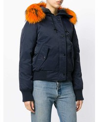 Женская темно-синяя куртка-пуховик от Kenzo